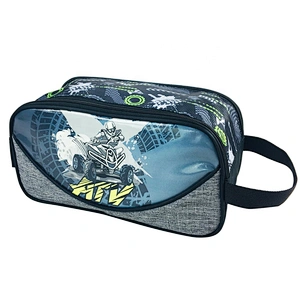 School supply stationery leather emboss race car pencil case pouch bag student boy