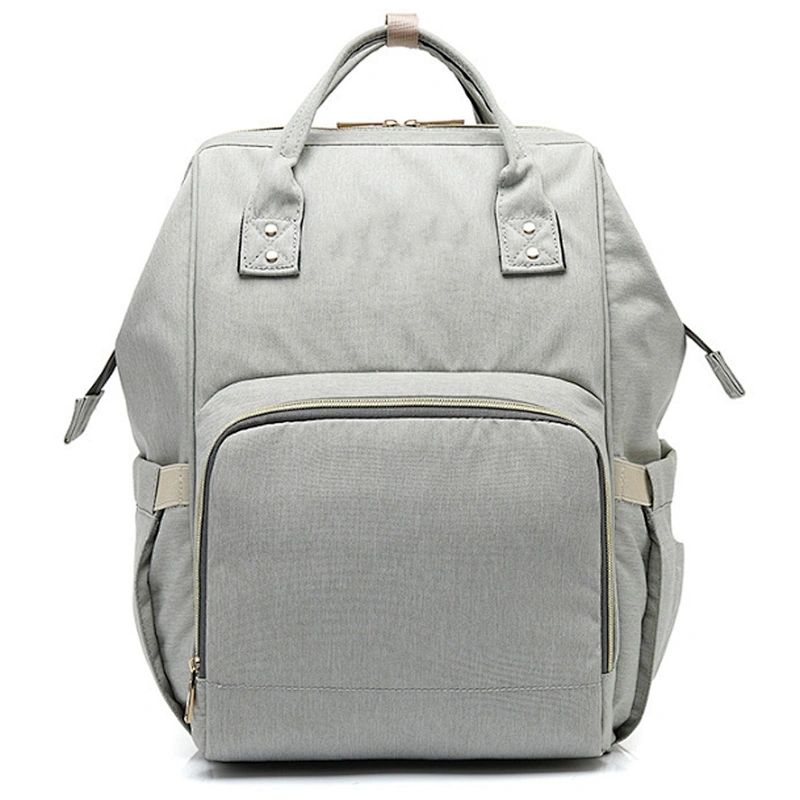 OEM custom multifunctional polyester lequeen maternity mother baby backpack tote diaper bag with stroller buckle for mom