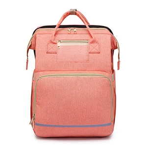 2020 Wholesale Portable Waterproof Mummy Back Pack Large Capacity Mom Backpack Foldable Baby Bed Diaper Bag with USB Charger