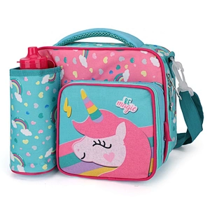 New design waterproof full printing glitter two layers U shape open top carry lunch bag for girls picnic cooler bags