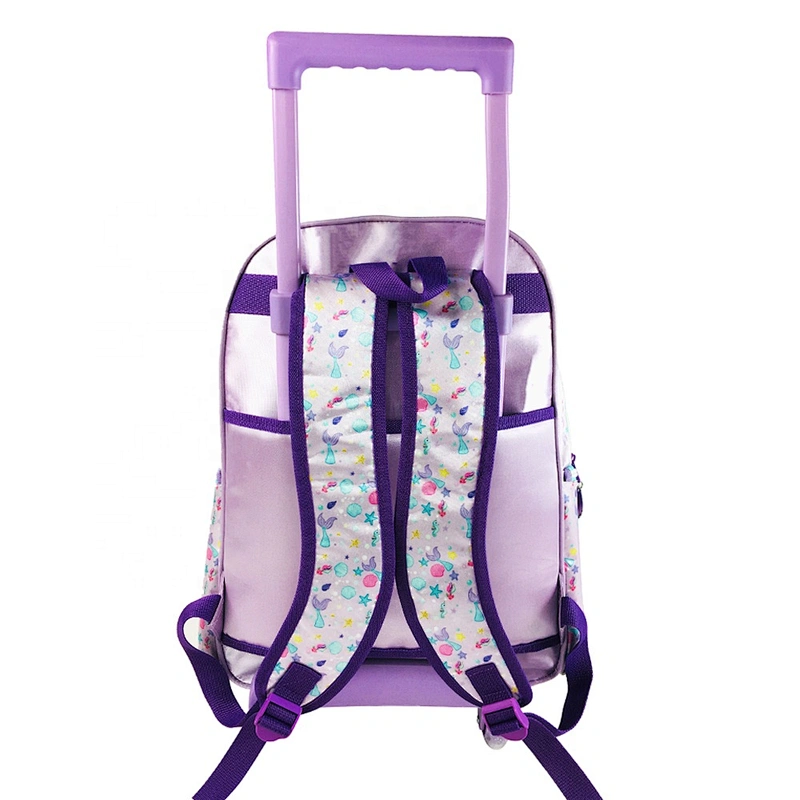 3-6 Grades Mermaid School Bags Kids Travel Rolling Luggage children's Trolley Girls Backpack Child Holographic fabric Book Bag