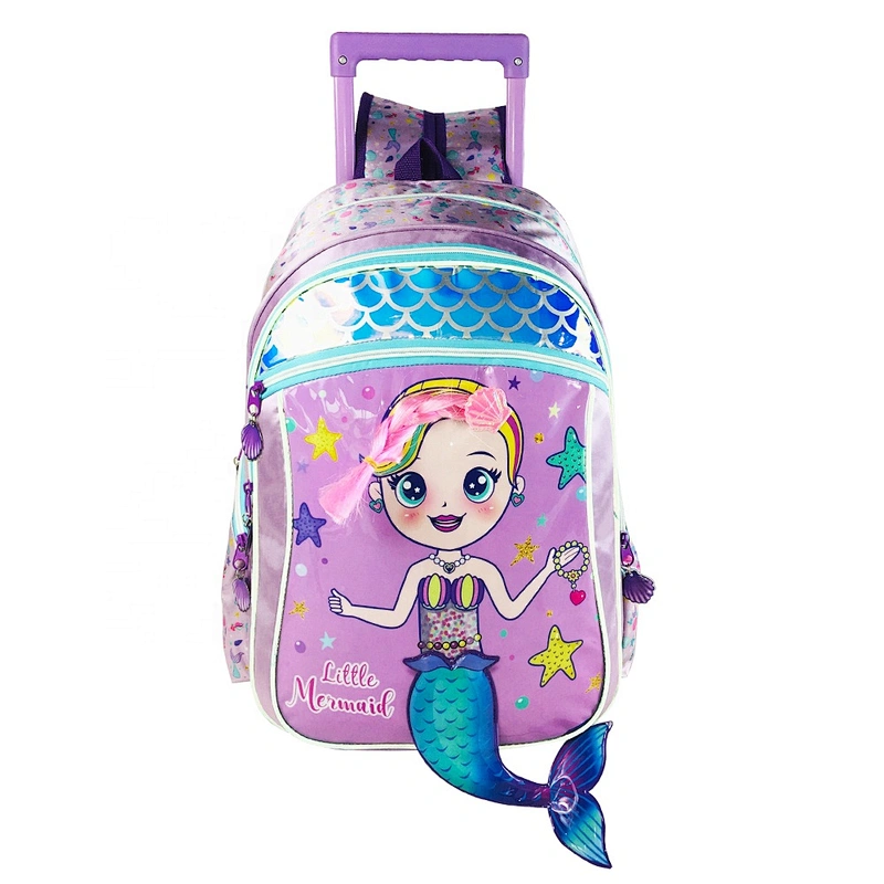 3-6 Grades Mermaid School Bags Kids Travel Rolling Luggage children's Trolley Girls Backpack Child Holographic fabric Book Bag