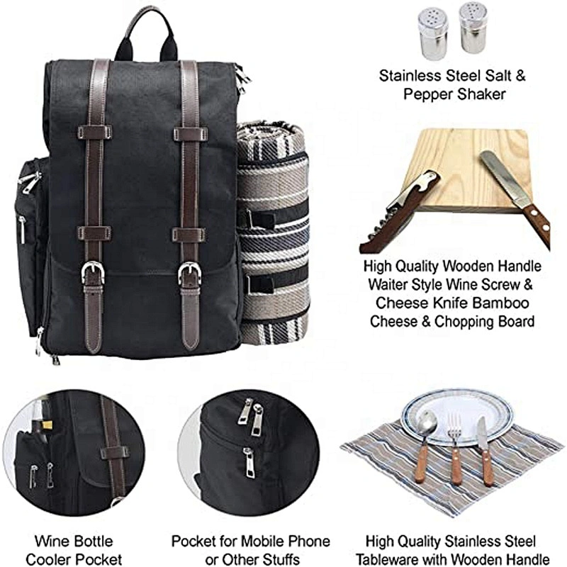 Picnic Backpack For 4 Person Set Pack With Insulated Waterproof Pouch factory detachable thermal insulation cooler bag