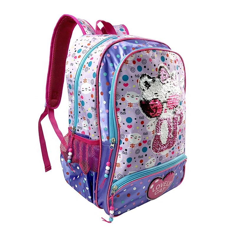 2020 New design Wholesale customized Fashionable primary student small  girls school bag girl shiny sequin bags for kids school