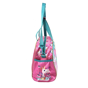 OEM/ODM Lady Girls Children Fashion Golden shiny school Customized Logo Style kids fashion pvc handbags with shiny fabric