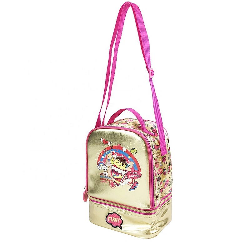 high quality cartoon waterproof golden insulated cooler bag with custom logothermal insulation fabric for cooler bags