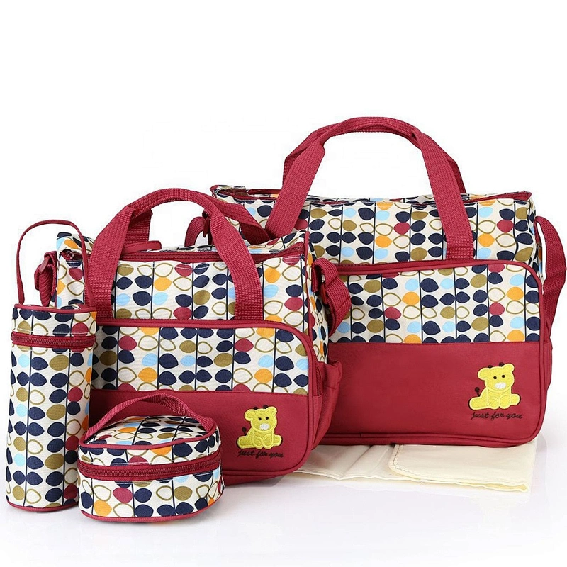 Low MOQ Multi-function New Five-piece Set Combination of Mammy Bag Baby Bags Set Mummy Custom Diaper Bag Set