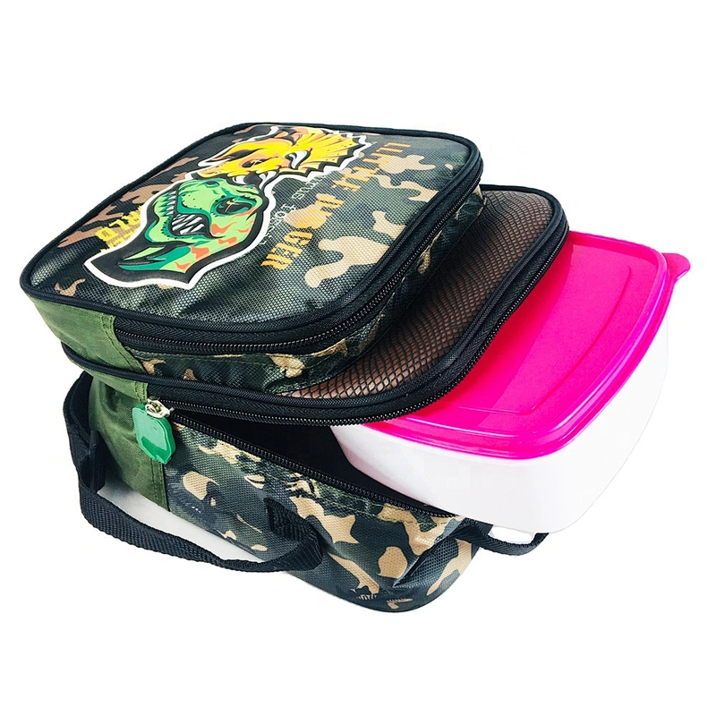 Dinosaur design Wholesale 3 pcs in one set kid Trolley School Bags with wheels + Lunch bag + pencil case
