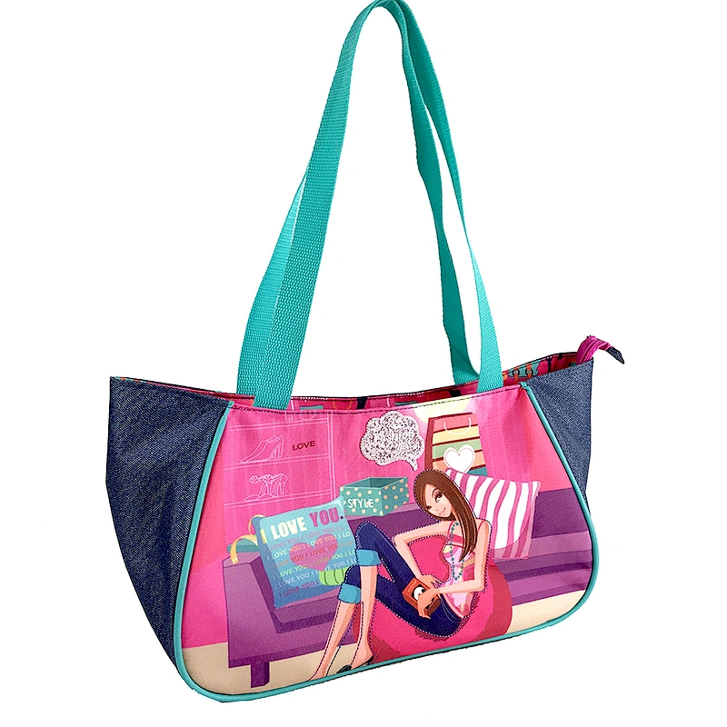 Lady Girls Fashion school Customized  Personalized Logo Style Time fashion handbag kids handbags Tote Bag for girl