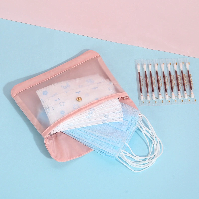 Customize logo portable Dustproof folder foldable face masking box clip case pouch keeper holder fabric masking storage bag