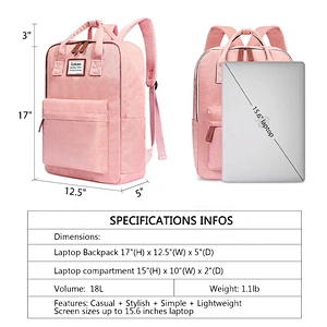 Promotional Gift 15.6 Inch Wide Open Ladies Stylish College Bags Backpack for Girls