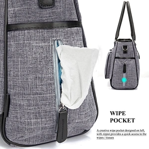 Stylish Multi-function Baby Tote Bag Portable Shopping Handbag Diaper Bag with Insulated Pocket