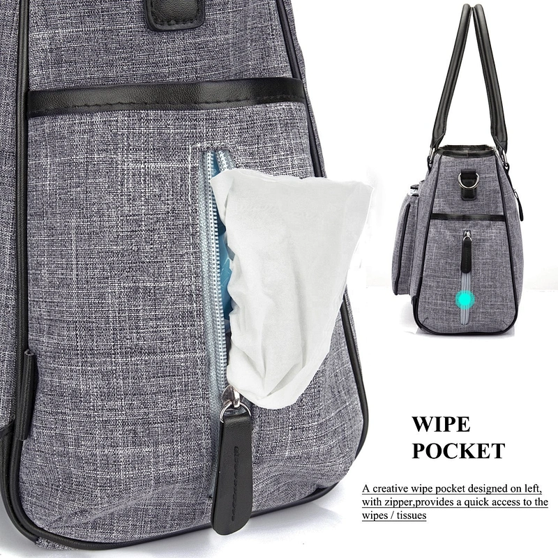 Stylish Multi-function Baby Tote Bag Portable Shopping Handbag Diaper Bag with Insulated Pocket