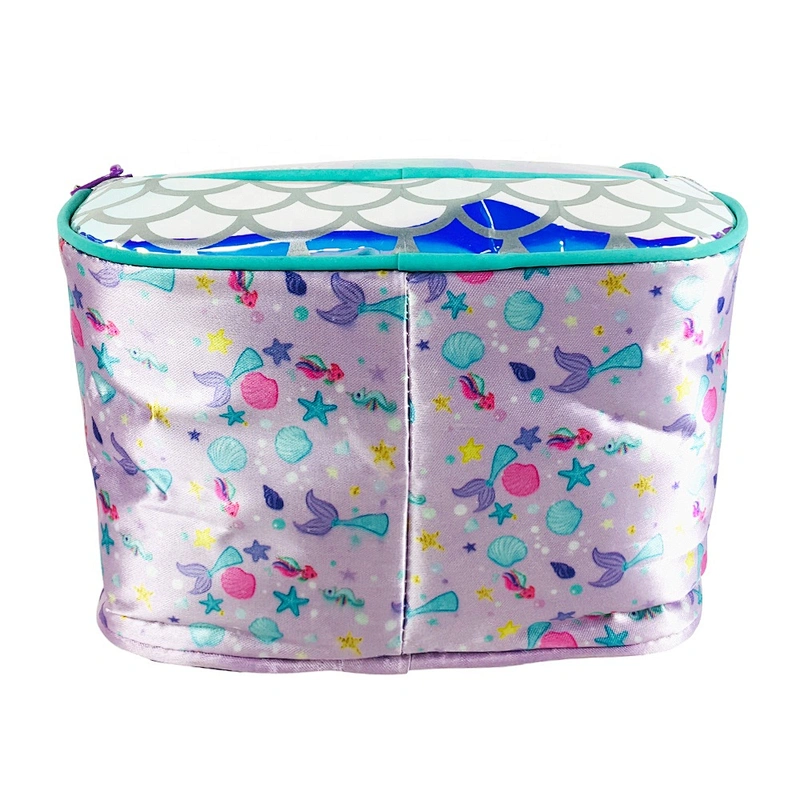 custom cartoon mermaid cooler tote bag portable food delivery lunch picnic box for school kids girls with reflective material