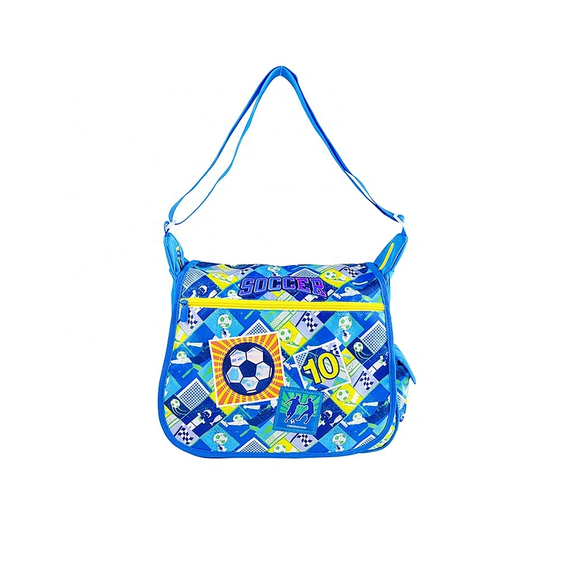 Polyester Custom boys OEM Customized Logo soccer Pattern fashion handbags  messenger travel Shoulder Bag for boys men