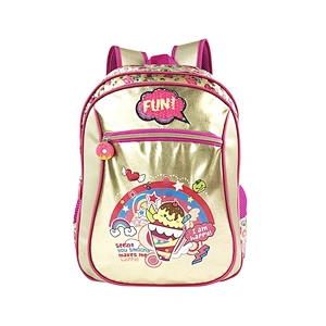 New design high quality student bag backpack golden backpack leather school bags for girls with fantasy fabric