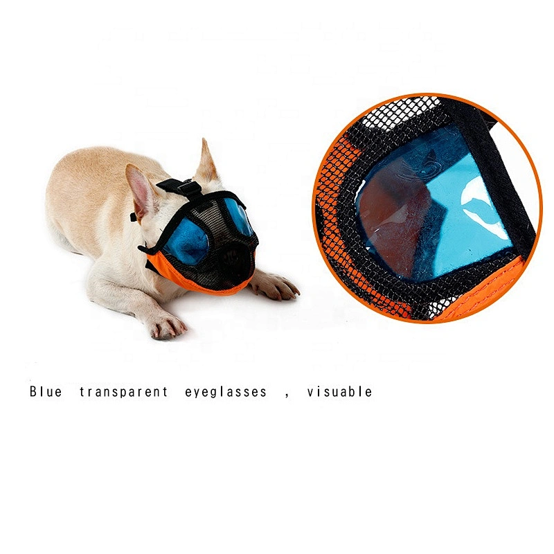 Short Snout Dog Muzzles- Adjustable Breathable Mesh Bulldog Muzzle for Biting Chewing Barking Training Dog Mask