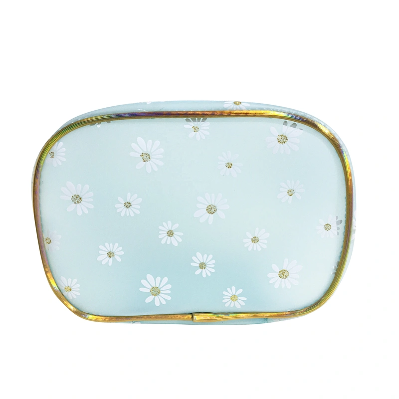 OEM/ODM Waterproof daisy jelly tpu Women handbag Travel Makeup Organizer Cosmetic bag basket Case Bags with handles