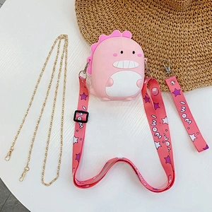 Waterproof cute cartoon girl women Silica Gel soft silicone rubber wallet pouch case coin purse mini purse with crossbody strap
