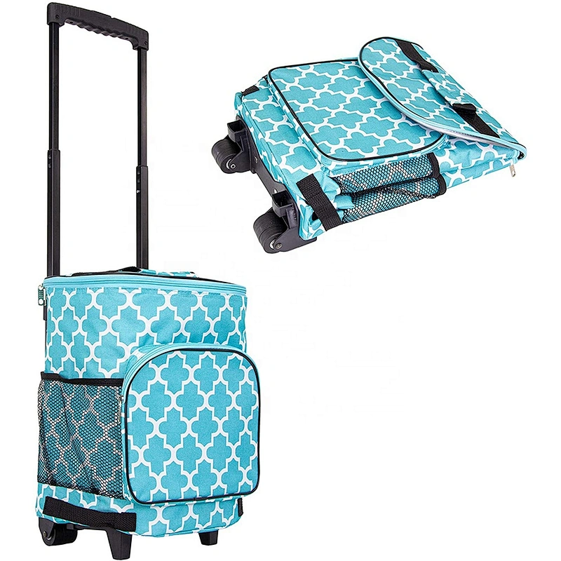 Outdoor travelling large compartment custom insulated trolley picnic cooler bag with wheels