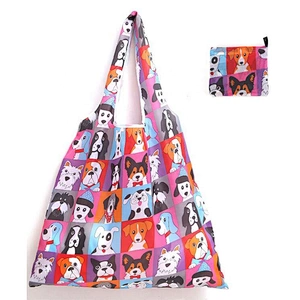 2020 Custom  Eco Friendly Easy Carry Reusable Foldable Pocket Tote Grocery Bag Folding Shopping Bags