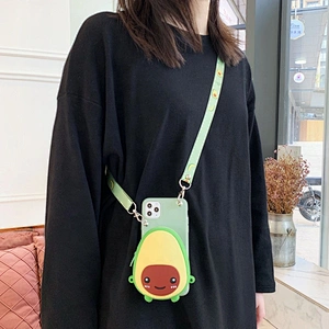 Waterproof cute cartoon girl women Silica Gel soft silicone rubber wallet pouch case coin purse mini purse with crossbody strap