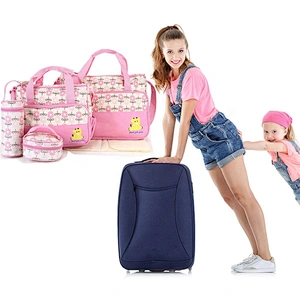 Low MOQ Multi-function New Five-piece Set Combination of Mammy Bag Baby Bags Set Mummy Custom Diaper Bag Set