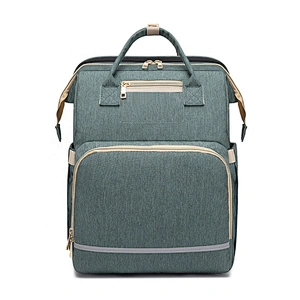 2020 Wholesale Portable Waterproof Mummy Back Pack Large Capacity Mom Backpack Foldable Baby Bed Diaper Bag with USB Charger