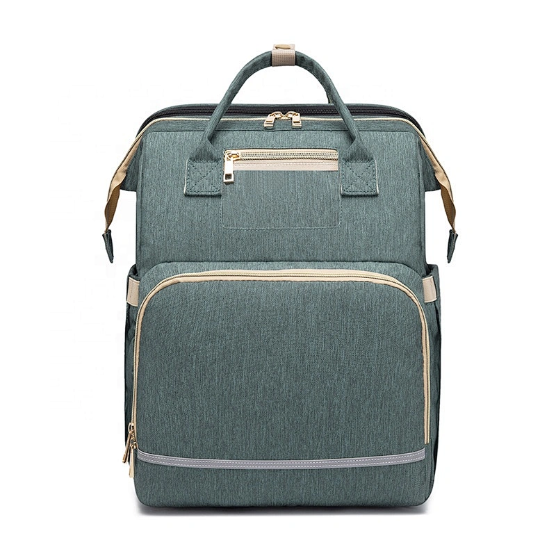 2020 Wholesale Portable Waterproof Mummy Back Pack Large Capacity Mom Backpack Foldable Baby Bed Diaper Bag with USB Charger
