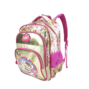 2020 Fashion high quality student bag backpack golden backpack leather children school bags for girls kids with fantasy fabric