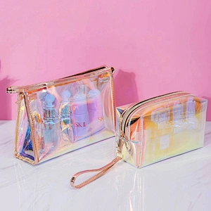 Hot Sale Laser  transparent TPU Organizer Pouches Tote Travel Toiletry Bags Transparent PVC Travel Storage Cosmetic Bag