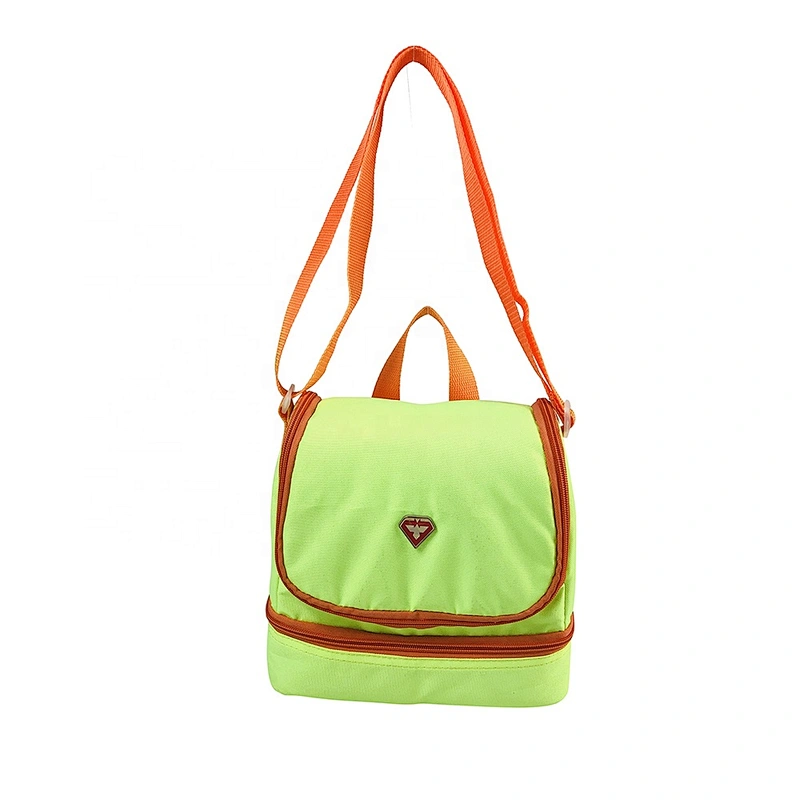 High quality insulated cooler box bags deliver lunch food delivery with custom logo thermal fluorescent green fabric for kids