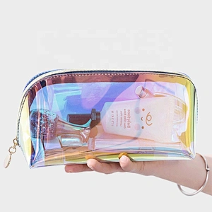 Custom logo Fashion Small personalized Holographic Pvc Private Label Beauty case Makeup Bag&cases Cosmetic Bags for women