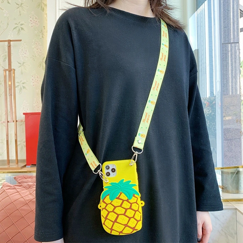 Waterproof cute cartoon girl women Silica Gel soft silicone rubber wallet pouch case coin purse mini purse with crossbody strap