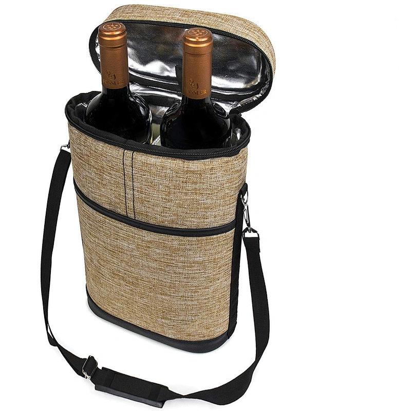 2 Bottle Wine Carrier Bag Tote Insulated Food Cooler bag picnic BOX wine cooler bag
