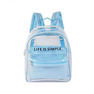Clear travel pvc bag promotional blue for girl travel plastic bag school backpack