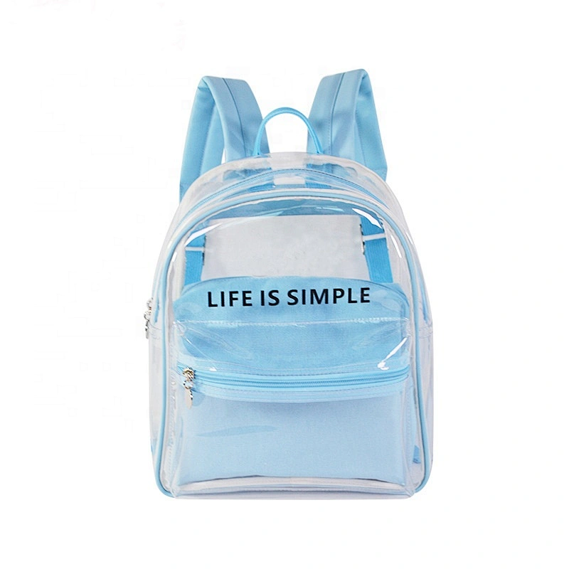 Clear travel pvc bag promotional blue for girl travel plastic bag school backpack