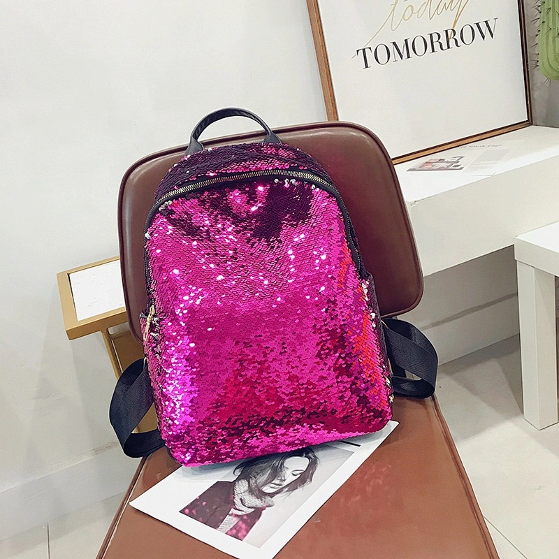 Sequins sequence patchwork bling PU women girls travel stylish school  gym books  backpack