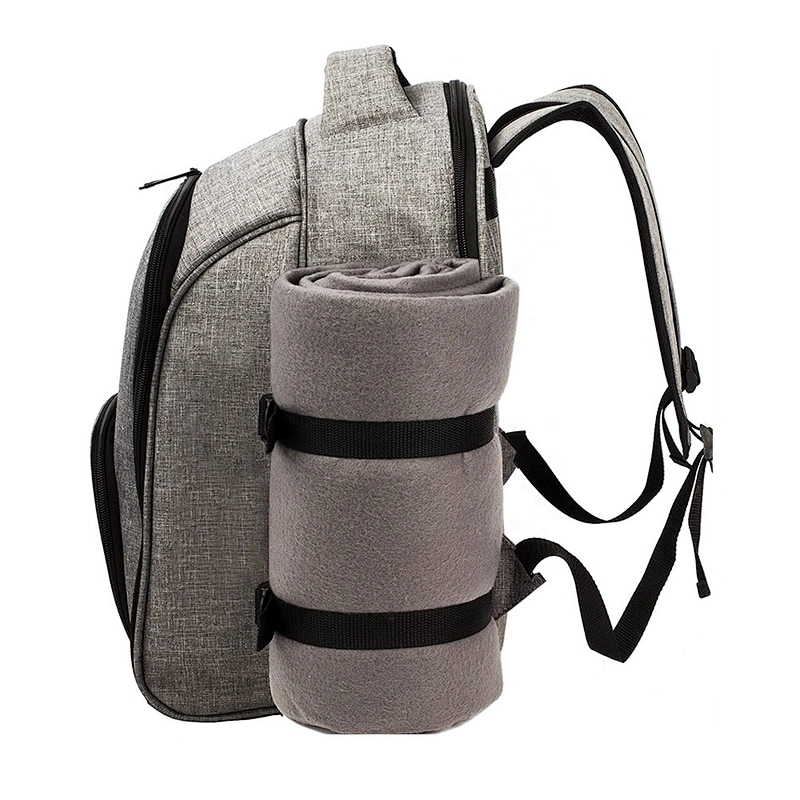 Waterproof Picnic bag Cooler Backpack for 4 Person with Cutlery Set Cooler Compartment Detachable Bottle Wine Holder Blanket
