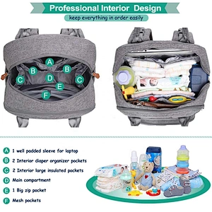 Baby Care Large Diaper Backpack Bag with Insulated Pockets,Baby Backpack Diaper Bag Bab, Custom Baby Diaper Bag Backpack