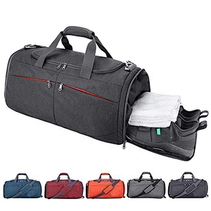 Wholesale custom low moq vintage canvas PU leather trim tote shoulder bag mens weekend duffel travel bags