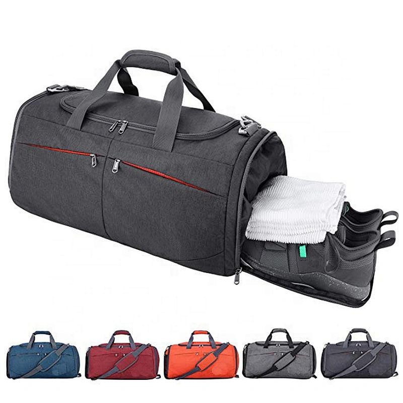 Wholesale custom low moq vintage canvas PU leather trim tote shoulder bag mens weekend duffel travel bags