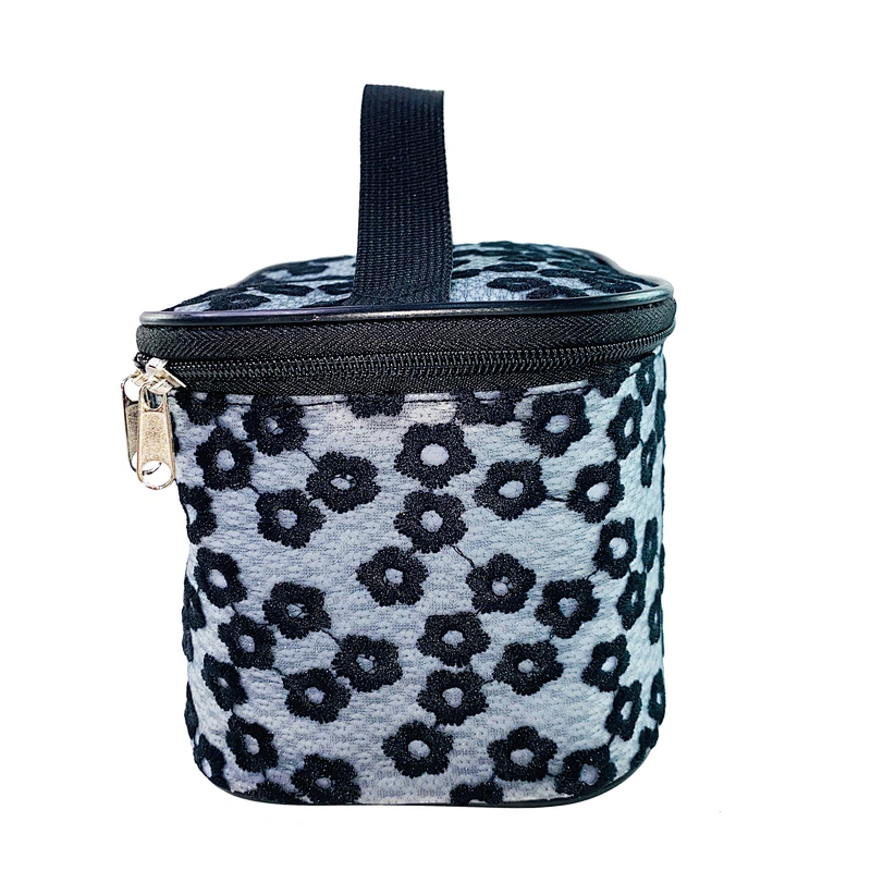 OEM/ODM Waterproof daisy embroidery Women Travel Makeup Organizer Cosmetic bag basket Case Bags with handles
