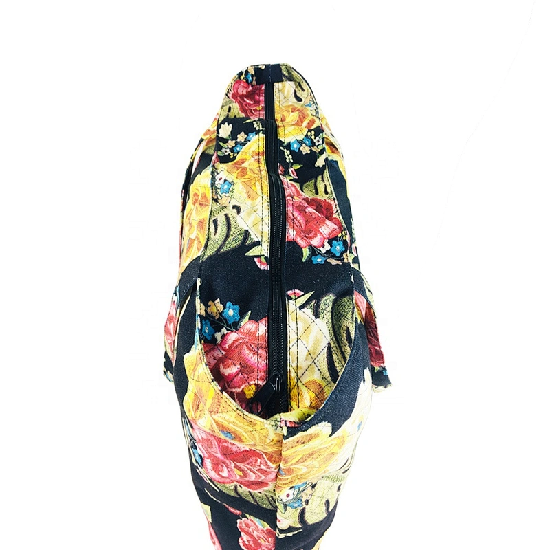 Women ladies OEM Cheap handbags Printed pattern canvas tote beach bag custom logo shopping bag supermarket reusable