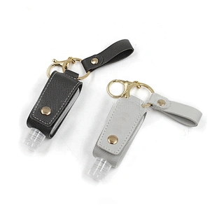 T-shaped PU leather hand sanitizer leather set 30ml alcohol disinfectanted  bottle set key chain pendant