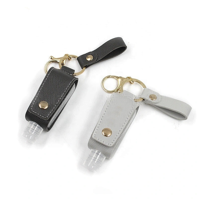 T-shaped PU leather hand sanitizer leather set 30ml alcohol disinfectanted  bottle set key chain pendant