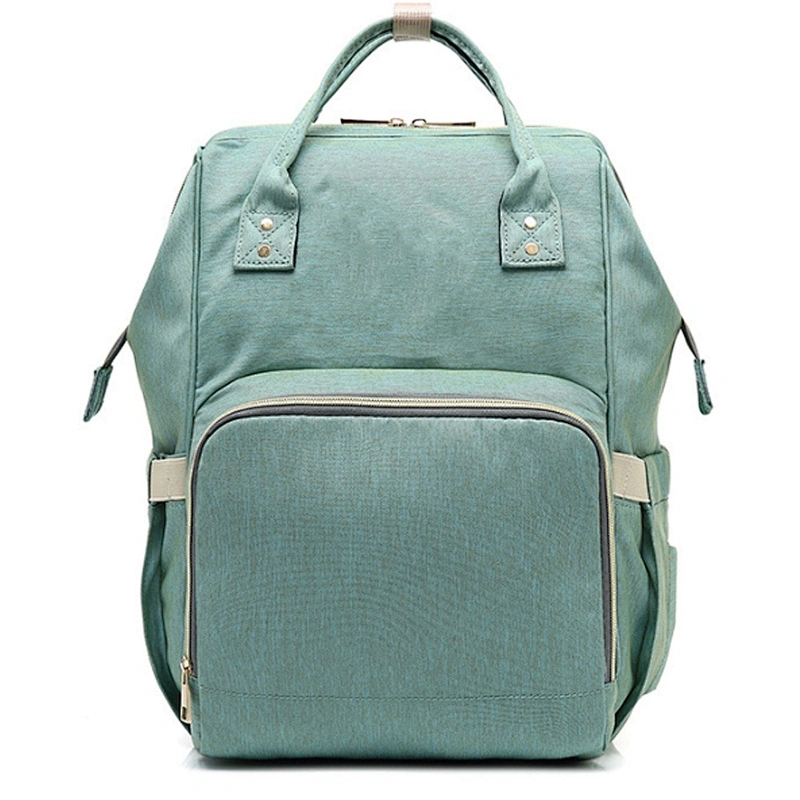 OEM custom multifunctional polyester lequeen maternity mother baby backpack tote diaper bag with stroller buckle for mom