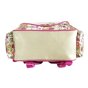 Popular factory high quality student backpack golden backpack leather children school bags for girls kids with fantasy fabric