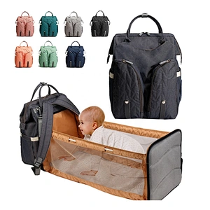 Wholesale Portable Waterproof Mummy Back Pack Large Capacity Mom Backpack Foldable Baby Bed Diaper Bag
