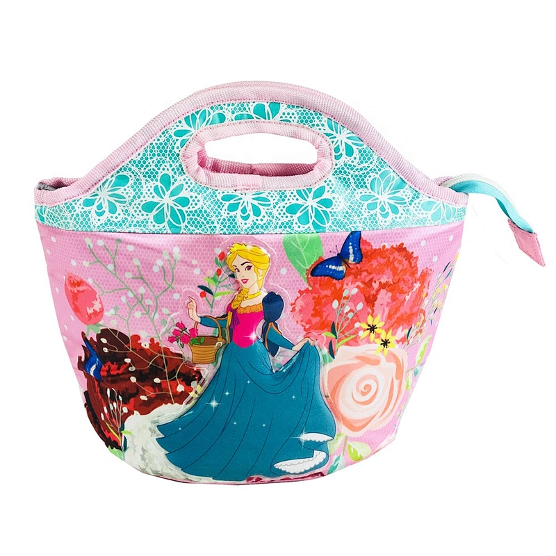 Portable student insulated thermal princess girls school lunch box children kids cooler bags handbag for food delivery